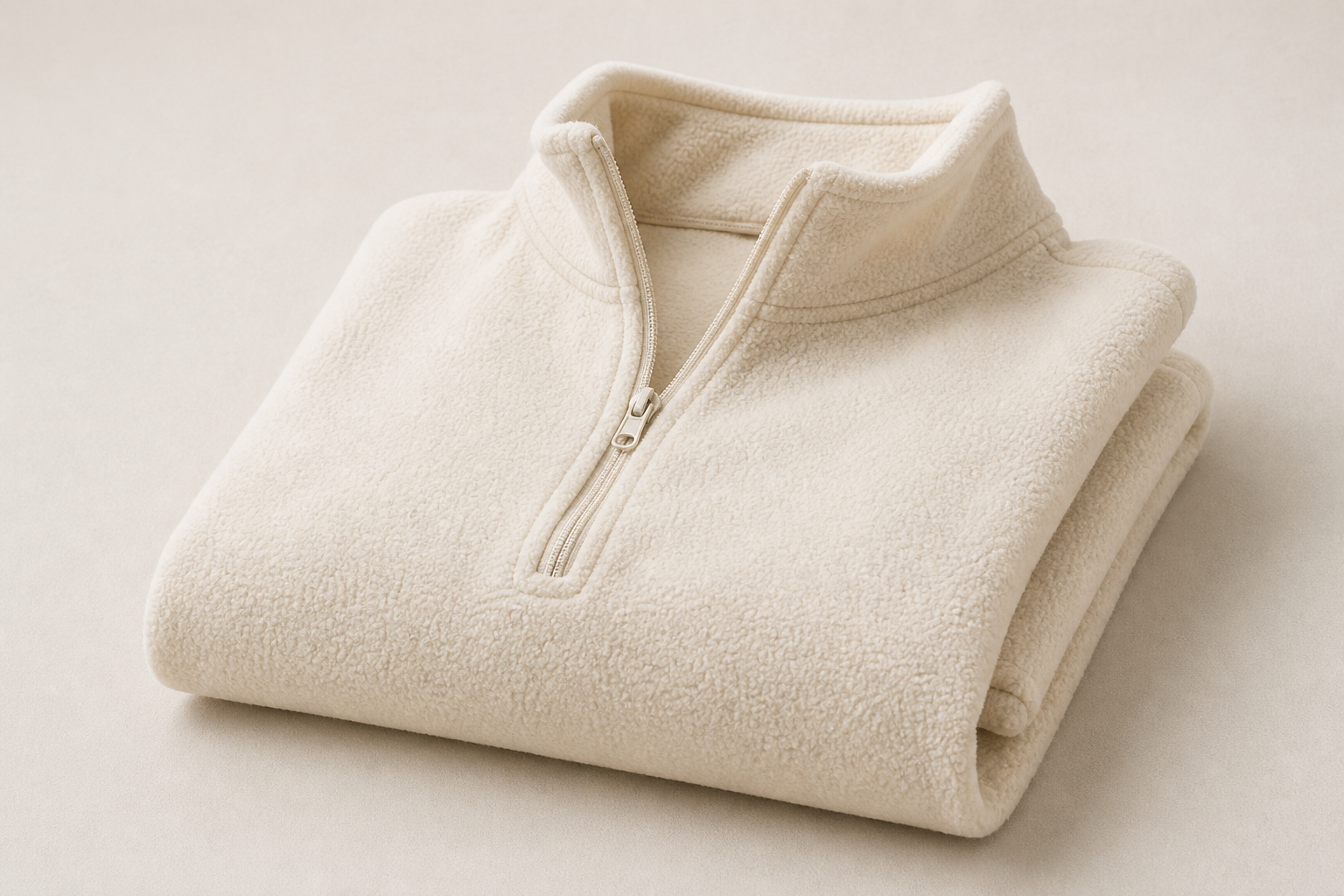 Blusa polar de fleece dobrada, textura macia visível.